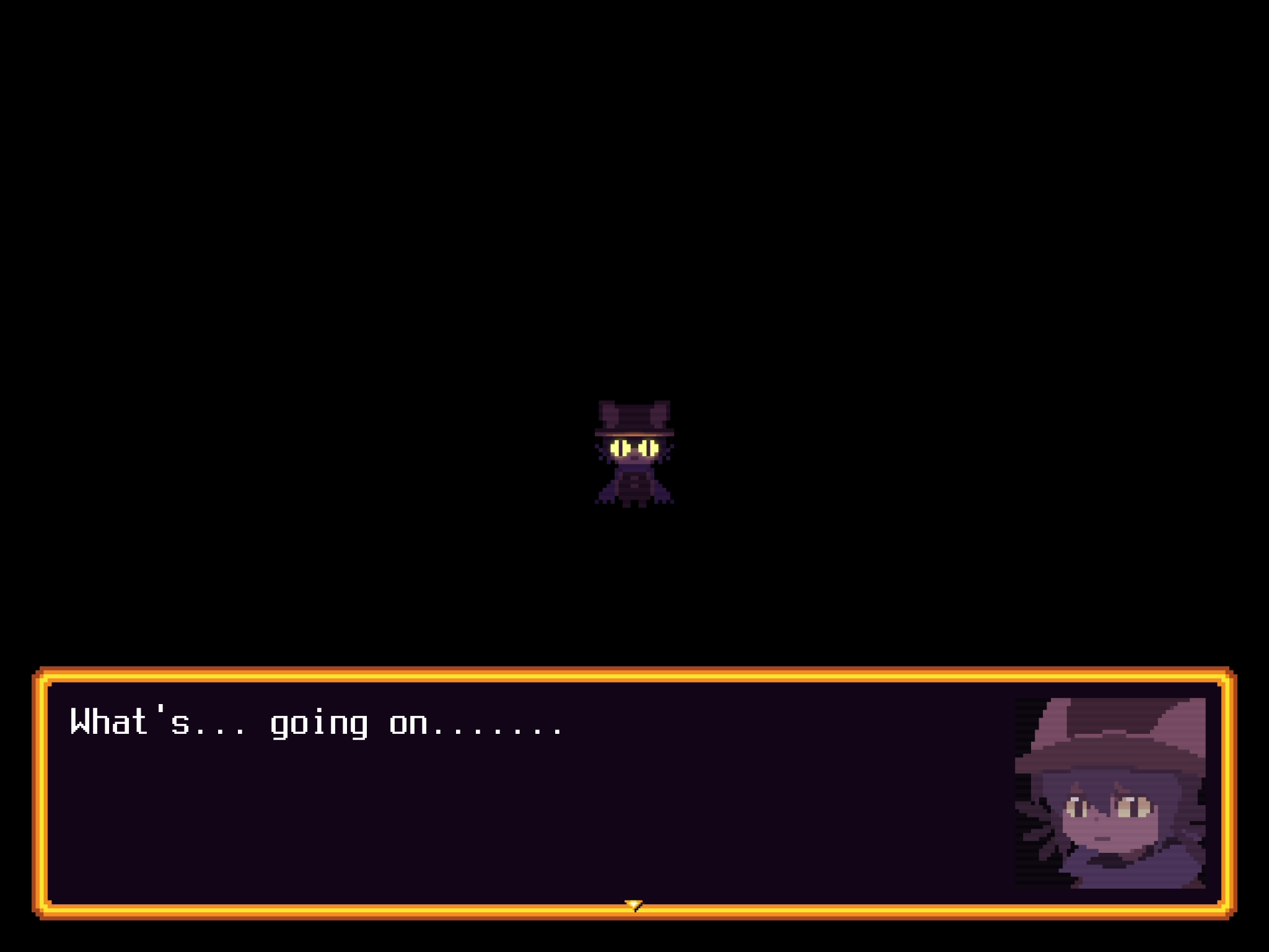 Niko inside a dark room, saying: "What's... going on......."